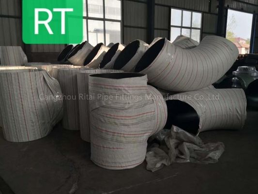ASTM 1200 NB Pipa Besar Siku Radius Pendek 45 Derajat BW Baja Karbon Diameter Besar